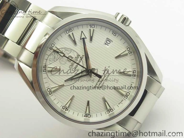 0307 Aqua Terra 150M SS VSF 1:1 Best Edition White Textured Dial Silver Markers on SS Bracelet A8500 Super Clone Chic 8041